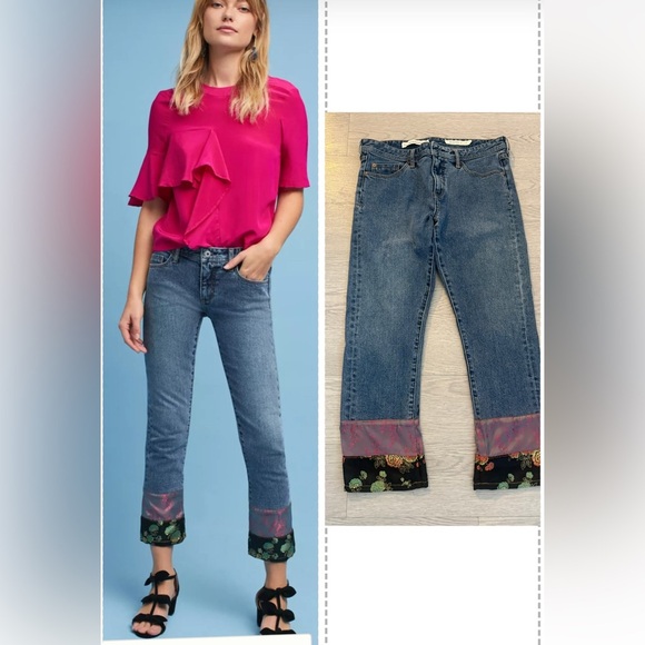 Pilcro Slim Boyfriend Cropped Patch Hem Size 29 - Picture 1 of 5
